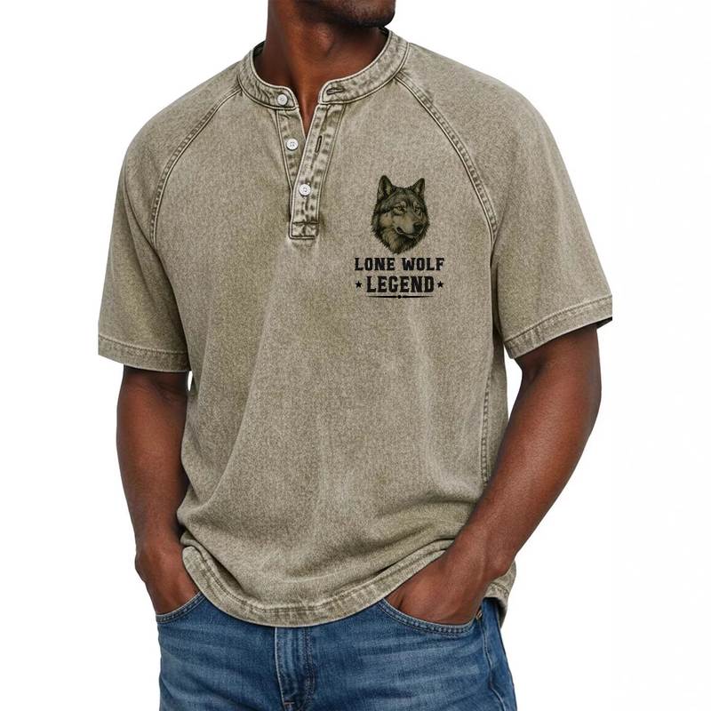 Washed Round Neck Polo A09-741. APRIL POLO, I LEAD THE PACK - SNOW MALE04 (SKU2607-134-04)