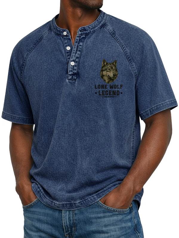 Washed Round Neck Polo A09-741. APRIL POLO, I LEAD THE PACK - SNOW MALE04 (SKU2607-134-04)