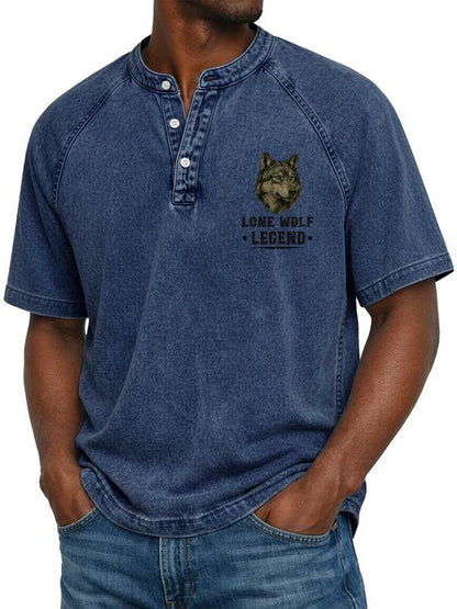 Washed Round Neck Polo A09-741. APRIL POLO, I LEAD THE PACK - SNOW MALE04 (SKU2607-134-04)