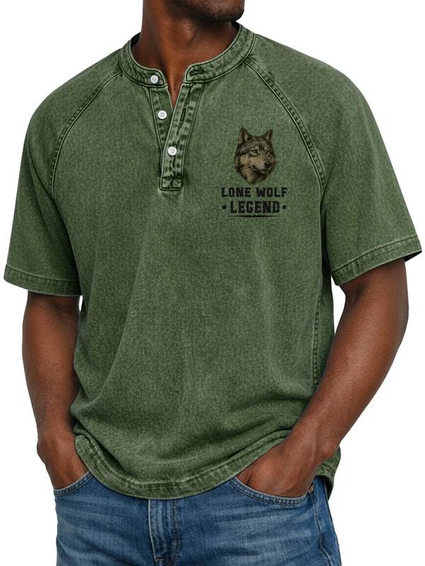 Washed Round Neck Polo A09-741. APRIL POLO, I LEAD THE PACK - SNOW MALE04 (SKU2607-134-04)