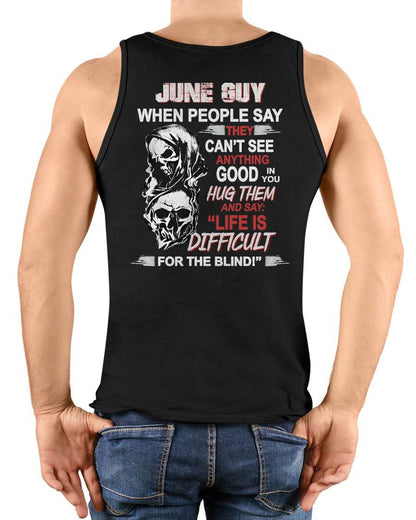 JUNE -  HUG THEM AND SAY... - BIRTHDAY T-SHIRT FOR MEN - SNOW06 (SKU12-253-06)