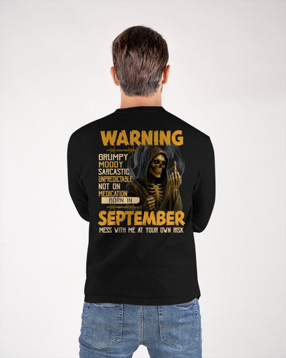 SEPTEMBER - WARNING GRUMPY MOODY - BIRTHDAY T-SHIRT FOR MEN - SNOW09 (SKU26T-01-07-09)