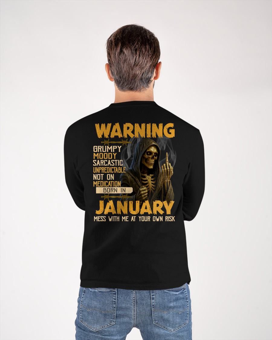 JANUARY - WARNING GRUMPY MOODY - BIRTHDAY T-SHIRT FOR MEN - SNOW01 (SKU26T-01-07-01)