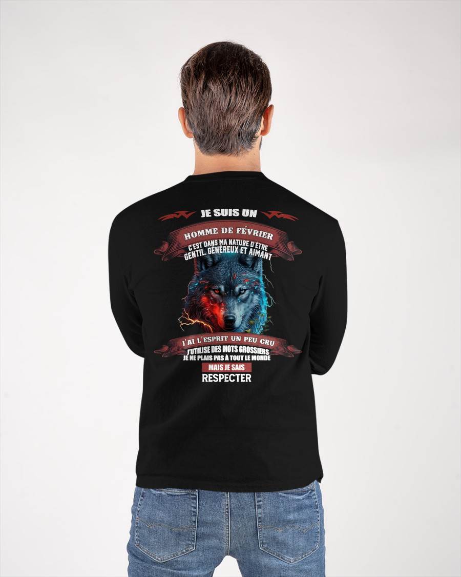 FÉVRIER -  JE SAIS RESPECTER – T-SHIRT D’ANNIVERSAIRE POUR HOMME - frSNOW02 (SKU12-266-02)