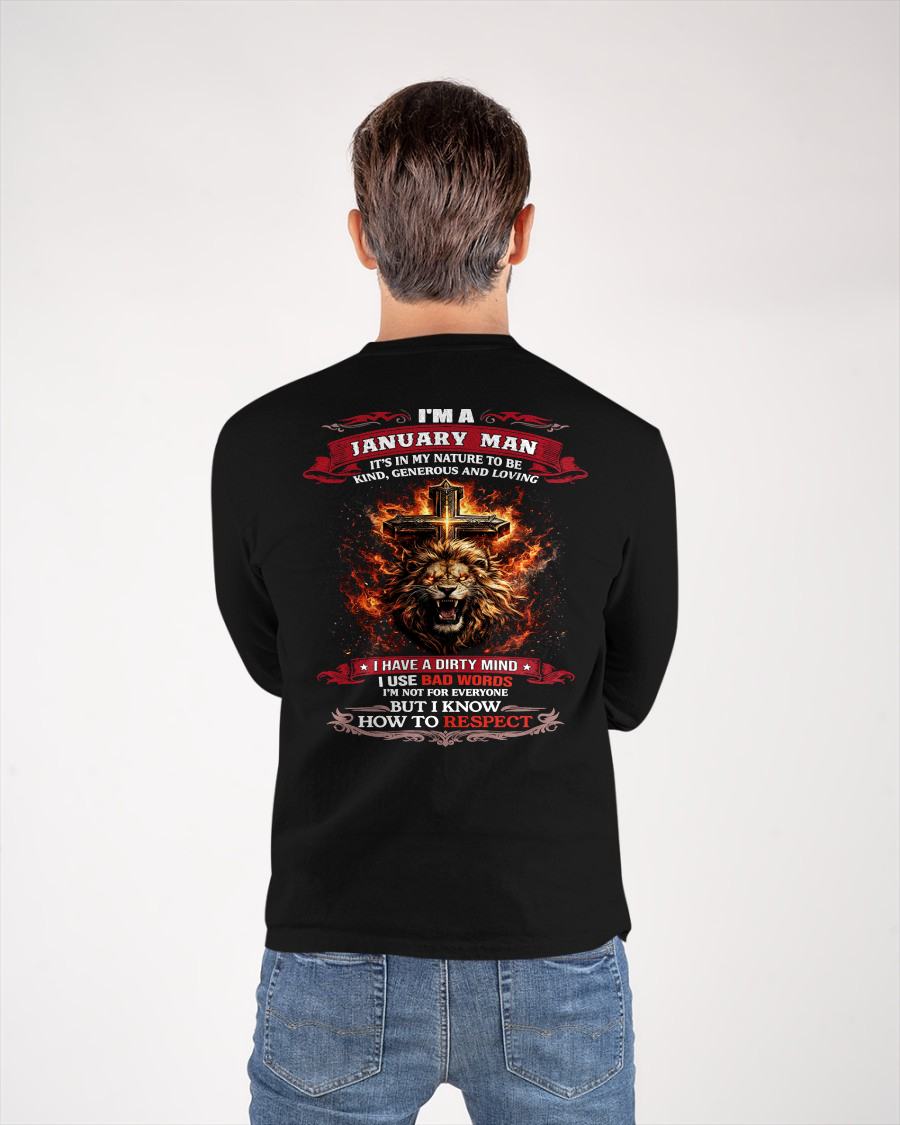 JANUARY - KIND AND LOVING ARE MY NATURE - PREMIUM DTG PRINT BIRTHDAY T-SHIRT FOR MEN - SNOW01 (SKU26T-01-31-01)