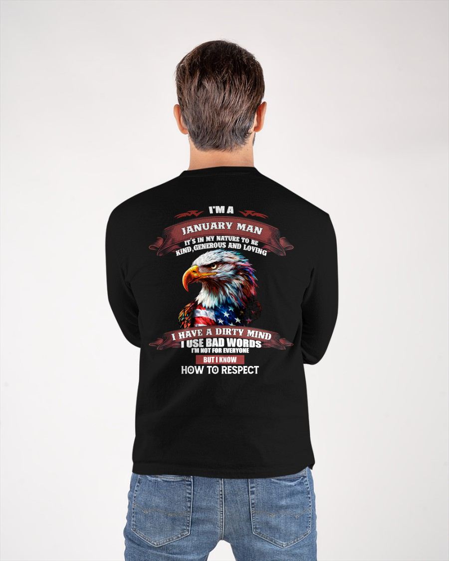 JANUARY - KNOW HOW TO RESPECT - BIRTHDAY T-SHIRT FOR MEN - SNOW01 (SKU12-311-01)