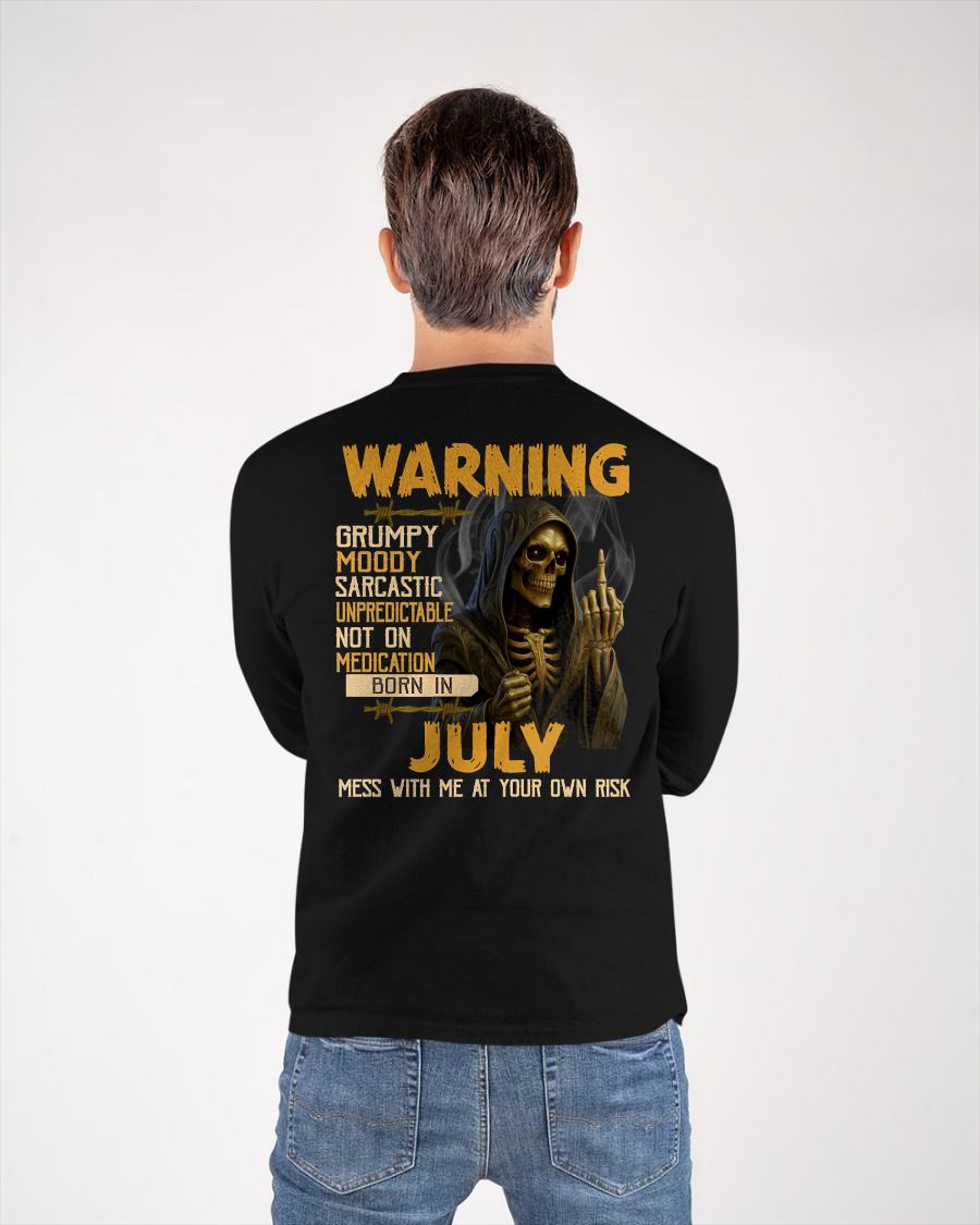 JULY - WARNING GRUMPY MOODY - BIRTHDAY T-SHIRT FOR MEN - SNOW07 (SKU26T-01-07-07)