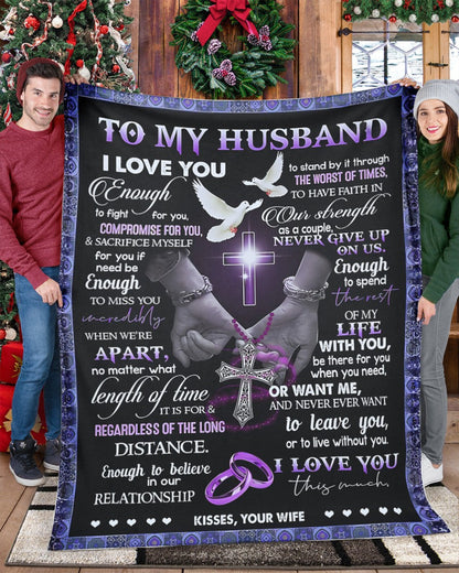 TO MY HUSBAND - GIFT FOR HUSBAND - Sherpa Fleece Quilt Blanket (SKUB-BLK-WIFE01)