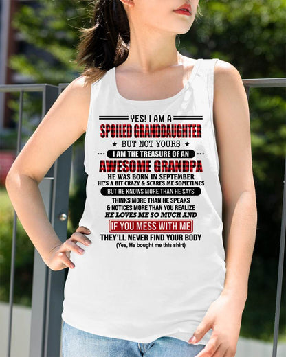 SEPTEMBER - YES! I'M A SPOILED GRANDDAUGHTER - GIFT FROM GRANDPA - snow09 (SKU26T-01317-09)