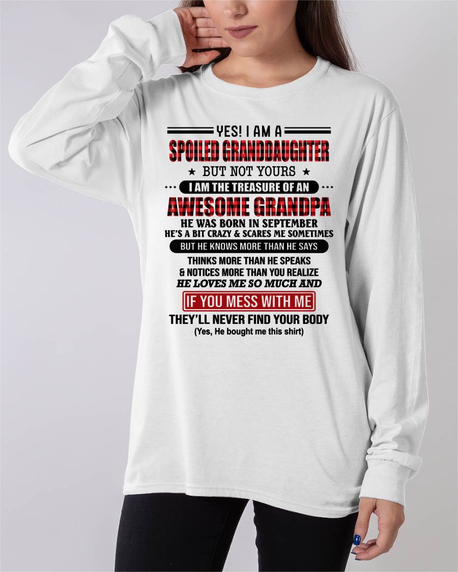 SEPTEMBER - YES! I'M A SPOILED GRANDDAUGHTER - GIFT FROM GRANDPA - snow09 (SKU26T-01317-09)