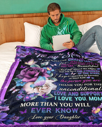 TO MY MOM - GIFT FOR MOTHER - Sherpa Fleece Quilt Blanket (SKUB-BLK-DAU00)