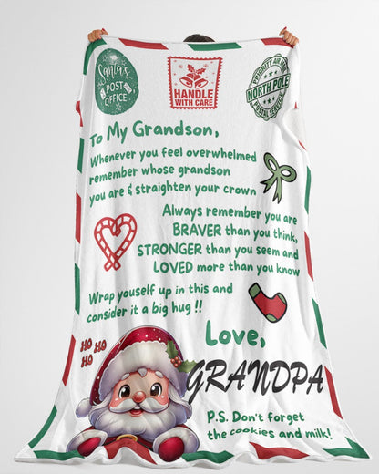 BLANKET FOR GRANDSON – COMFORT & WARMTH GIFT FROM GRANDPA  Sherpa Fleece Quilt Blanket SNOW (SKUB10-182)