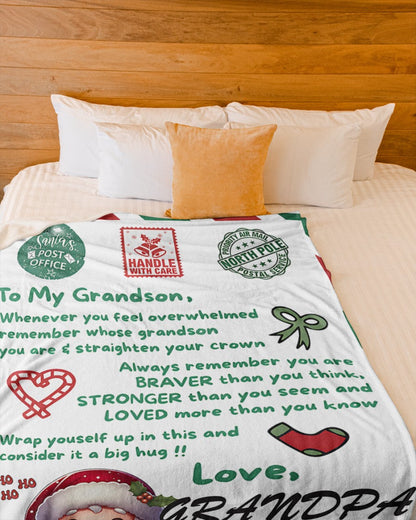 BLANKET FOR GRANDSON – COMFORT & WARMTH GIFT FROM GRANDPA  Sherpa Fleece Quilt Blanket SNOW (SKUB10-182)