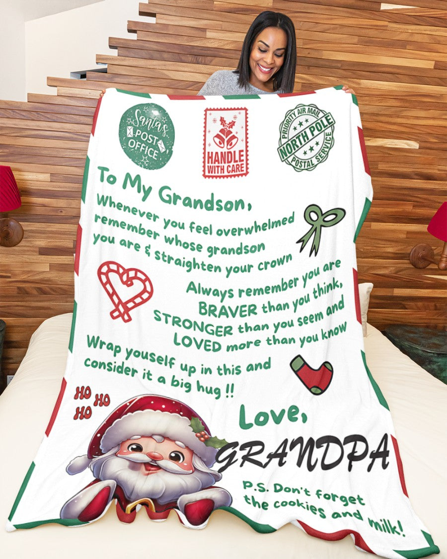 BLANKET FOR GRANDSON – COMFORT & WARMTH GIFT FROM GRANDPA  Sherpa Fleece Quilt Blanket SNOW (SKUB10-182)