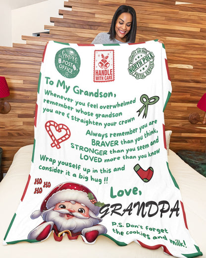 BLANKET FOR GRANDSON – COMFORT & WARMTH GIFT FROM GRANDPA  Sherpa Fleece Quilt Blanket SNOW (SKUB10-182)