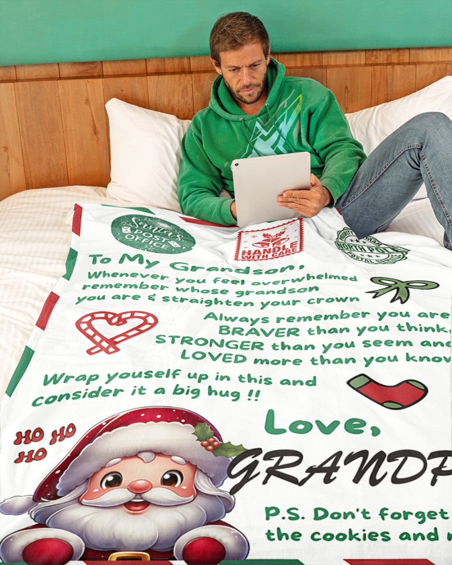 BLANKET FOR GRANDSON – COMFORT & WARMTH GIFT FROM GRANDPA  Sherpa Fleece Quilt Blanket SNOW (SKUB10-182)