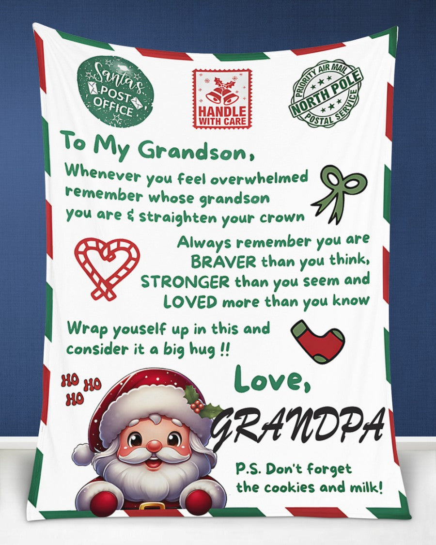 BLANKET FOR GRANDSON – COMFORT & WARMTH GIFT FROM GRANDPA  Sherpa Fleece Quilt Blanket SNOW (SKUB10-182)