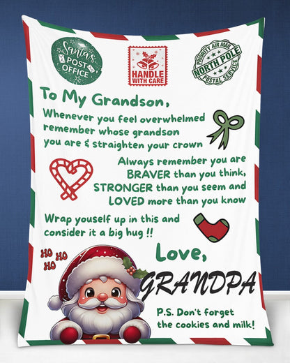 BLANKET FOR GRANDSON – COMFORT & WARMTH GIFT FROM GRANDPA  Sherpa Fleece Quilt Blanket SNOW (SKUB10-182)