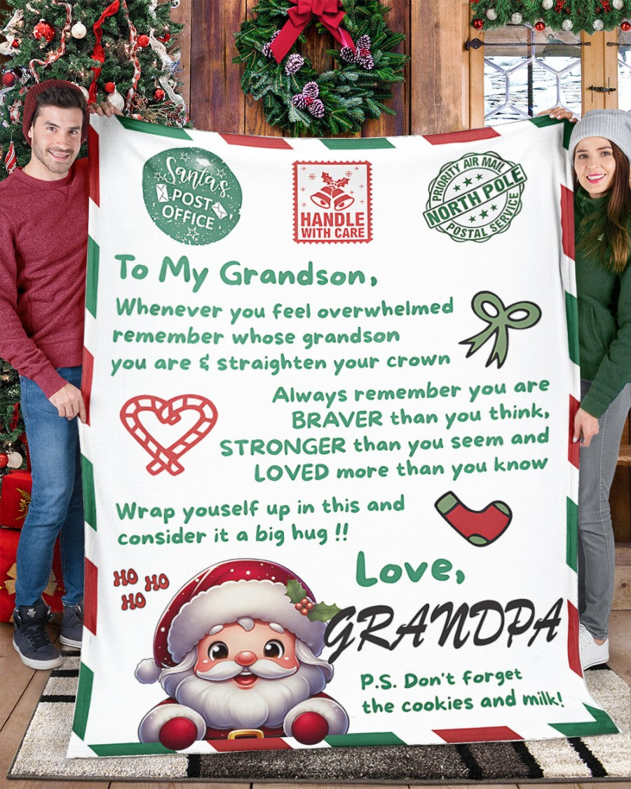 BLANKET FOR GRANDSON – COMFORT & WARMTH GIFT FROM GRANDPA  Sherpa Fleece Quilt Blanket SNOW (SKUB10-182)