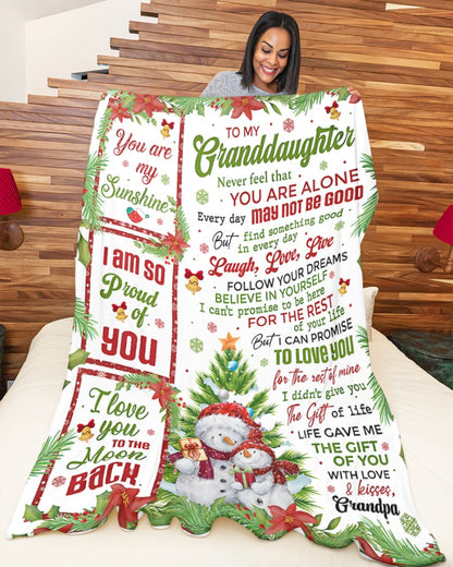 BLANKET FOR GRANDDAUGHTER – COMFORT & WARMTH CHRISTMAS GIFT FROM GRANDPA  Sherpa Fleece Quilt Blanket SNOW (SKUB10-184)