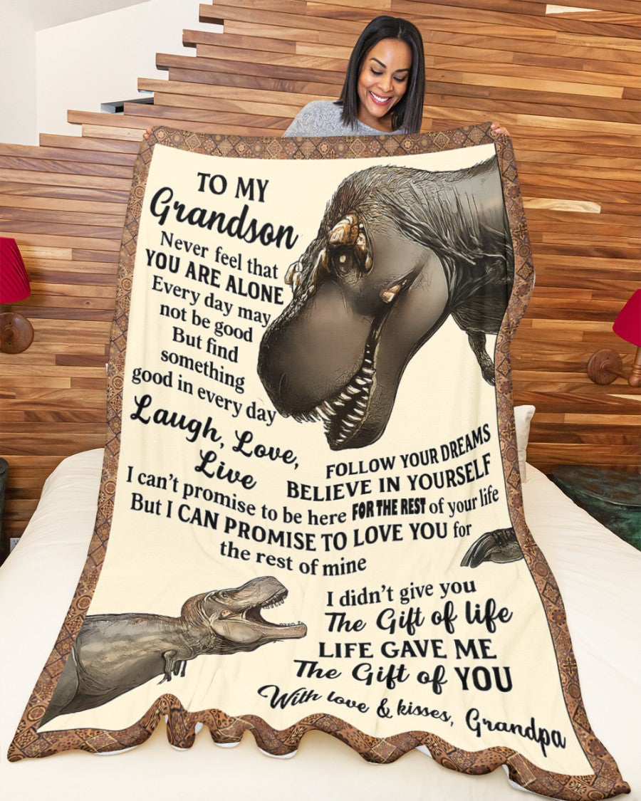 BLANKET FOR GRANDSON – COMFORT & WARMTH GIFT FROM GRANDPA  Sherpa Fleece Quilt Blanket SNOW (SKUB-BLK-GPKL)