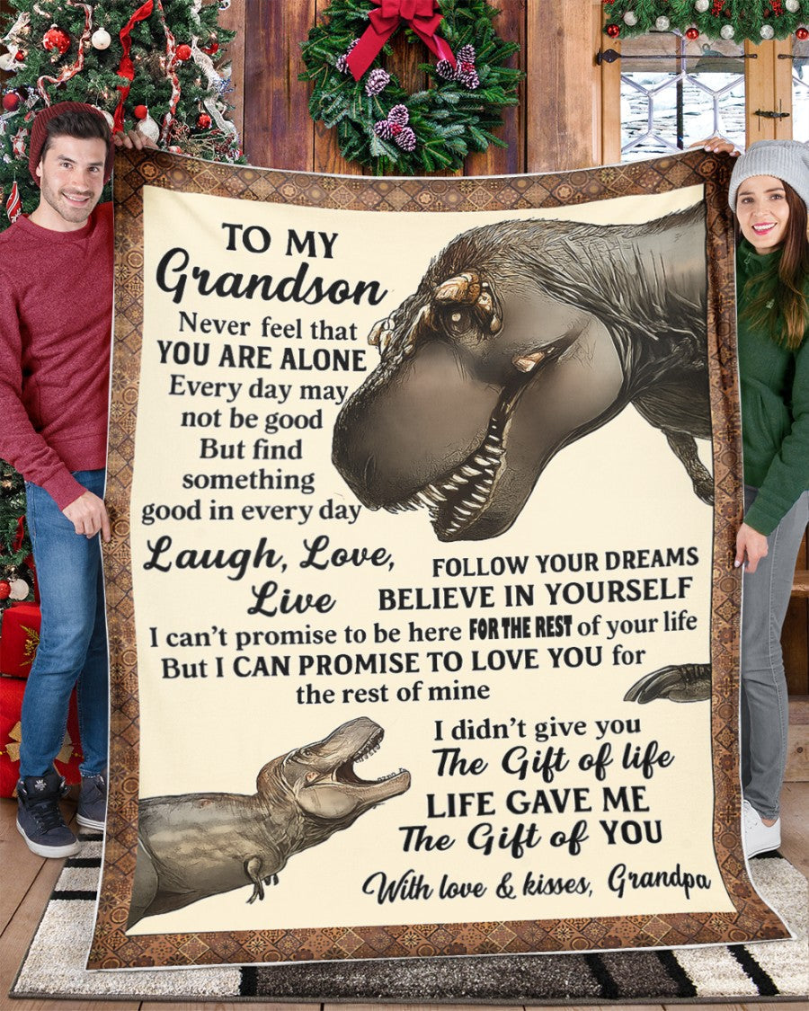 BLANKET FOR GRANDSON – COMFORT & WARMTH GIFT FROM GRANDPA  Sherpa Fleece Quilt Blanket SNOW (SKUB-BLK-GPKL)