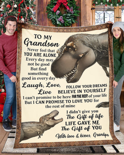 BLANKET FOR GRANDSON – COMFORT & WARMTH GIFT FROM GRANDPA  Sherpa Fleece Quilt Blanket SNOW (SKUB-BLK-GPKL)