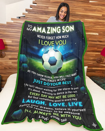 BLANKET FOR SON – COMFORT & WARMTH GIFT FROM DAD Sherpa Fleece Quilt Blanket NTTD00 (SKUB-BLK-DADFB)