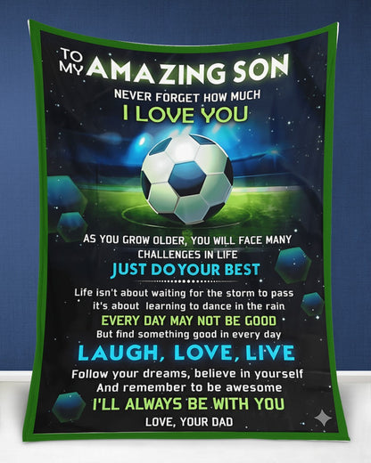 BLANKET FOR SON – COMFORT & WARMTH GIFT FROM DAD Sherpa Fleece Quilt Blanket NTTD00 (SKUB-BLK-DADFB)