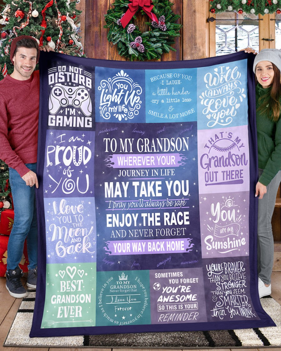 BLANKET FOR GRANDSON – COMFORT & WARMTH GIFT FROM GRANDPARENTS  Sherpa Fleece Quilt Blanket SNOW (SKUB11-BLK-02)