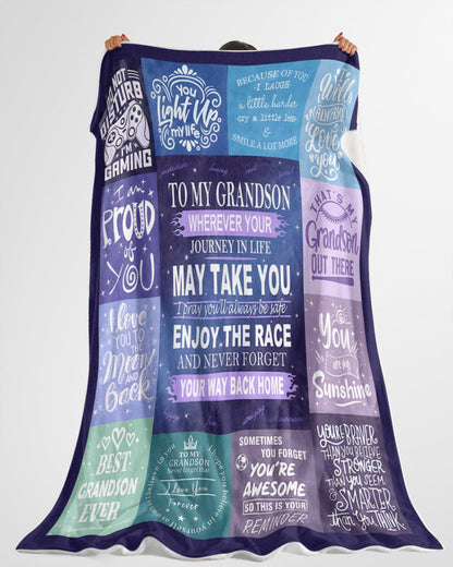 BLANKET FOR GRANDSON – COMFORT & WARMTH GIFT FROM GRANDPARENTS  Sherpa Fleece Quilt Blanket NTTD00 (SKUB11-BLK-02)