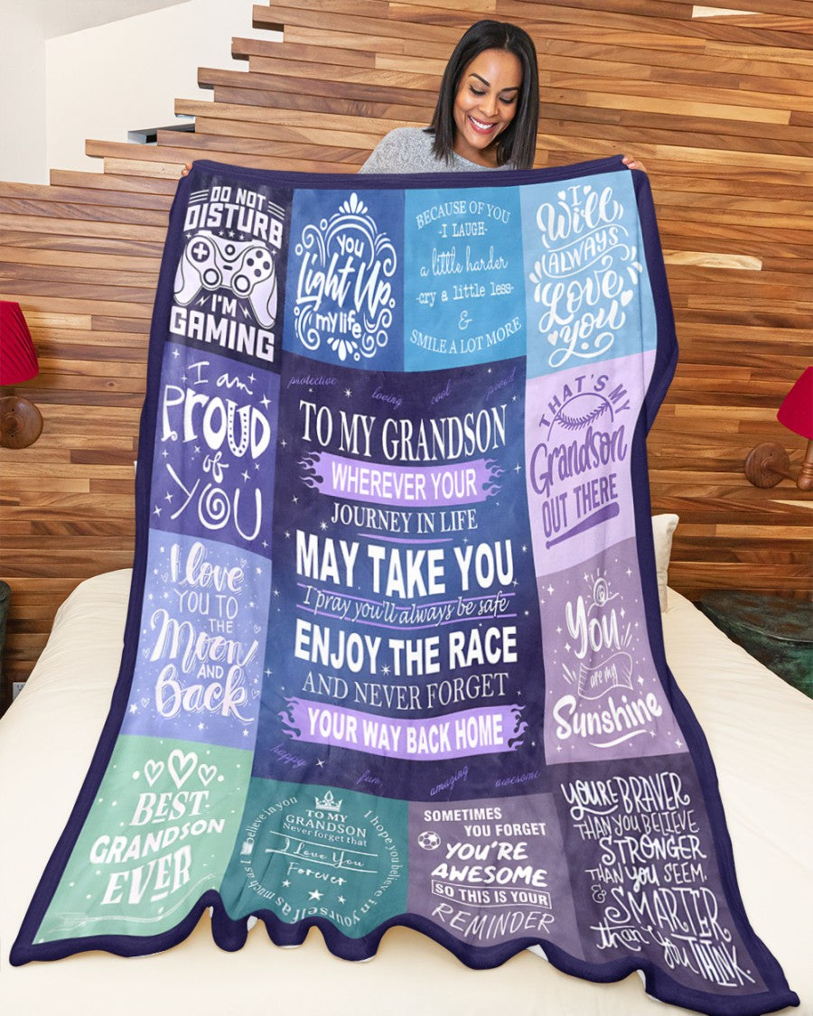 BLANKET FOR GRANDSON – COMFORT & WARMTH GIFT FROM GRANDPARENTS  Sherpa Fleece Quilt Blanket SNOW (SKUB11-BLK-02)