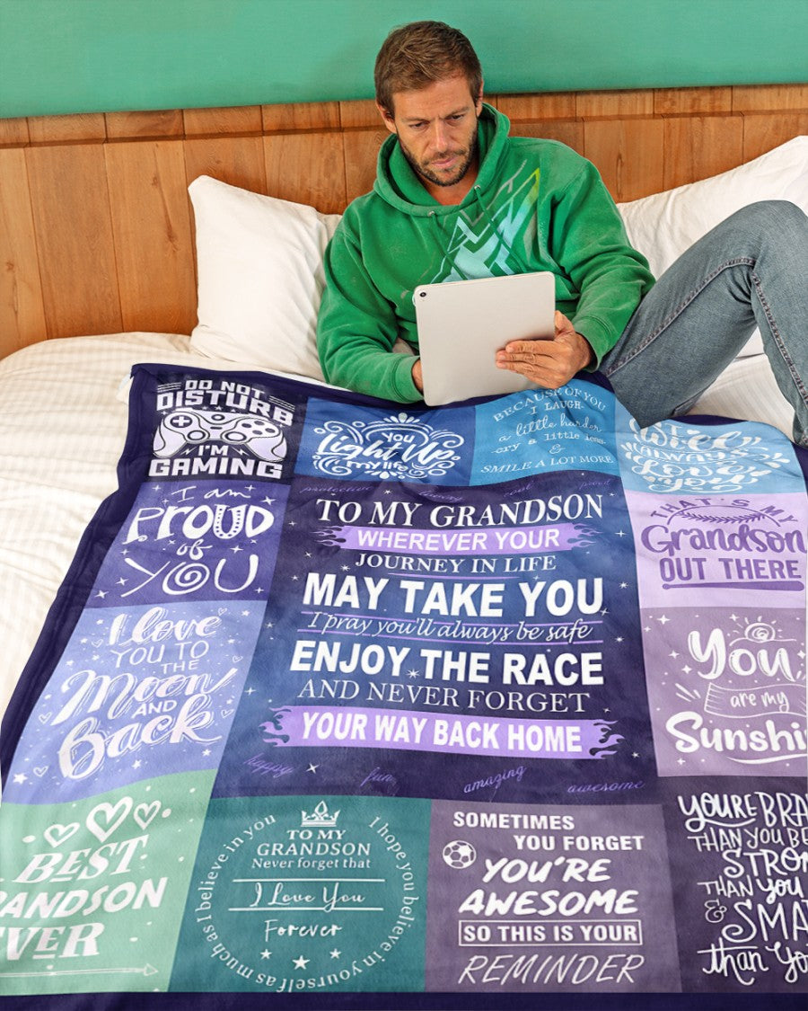 BLANKET FOR GRANDSON – COMFORT & WARMTH GIFT FROM GRANDPARENTS  Sherpa Fleece Quilt Blanket SNOW (SKUB11-BLK-02)