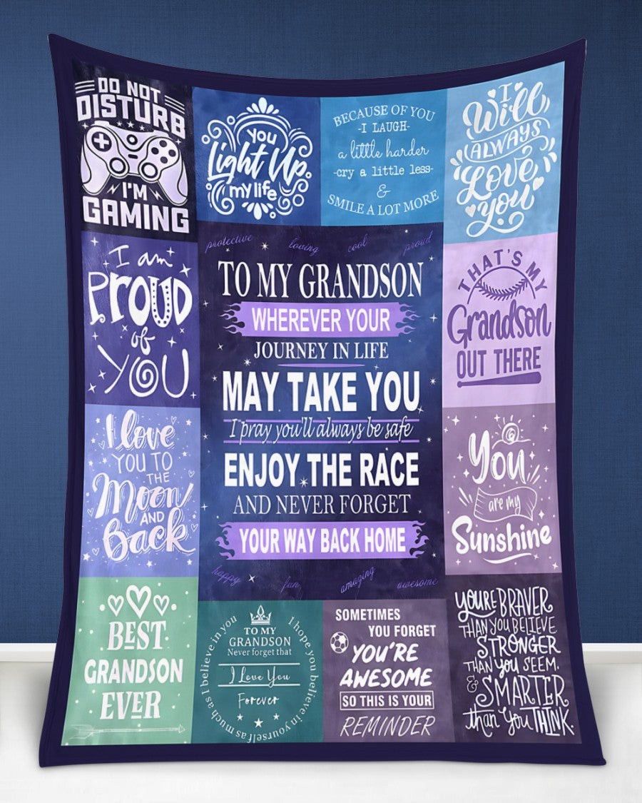 BLANKET FOR GRANDSON – COMFORT & WARMTH GIFT FROM GRANDPARENTS  Sherpa Fleece Quilt Blanket SNOW (SKUB11-BLK-02)