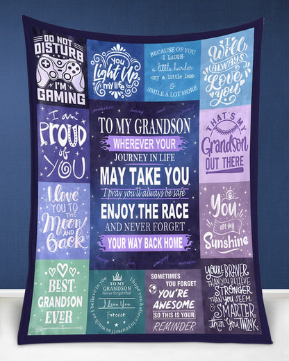 BLANKET FOR GRANDSON – COMFORT & WARMTH GIFT FROM GRANDPARENTS  Sherpa Fleece Quilt Blanket SNOW (SKUB11-BLK-02)