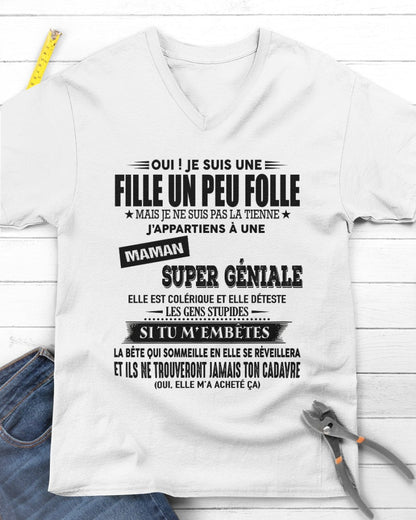 T-SHIRT JE SUIS UNE FILLE CHANCEUSE – CADEAU TOUCHANT DE MAMAN INCROYABLE - fr00 / SNOW00