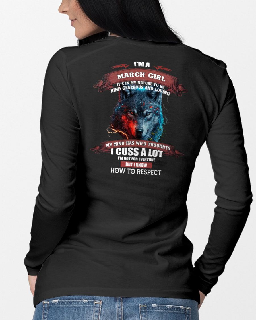 MARCH - KIND, GENEROUS AND LOVING GIRL - BIRRTHDAY T-SHIRT FOR WOMAN - SNOW03 (SKU12-300-03)