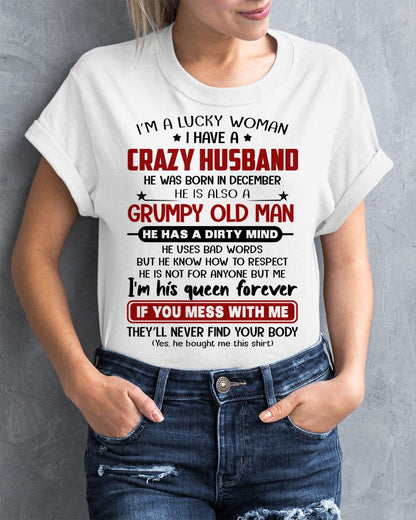 DECEMBER - TO MY WIFE - I'M A LUCKY WOMAN - GIFT FROM HUSBAND - SNOW12 (SKU12-282-12)