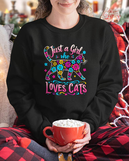 Cat Cute Just A Girl Who Loves Cats T-Shirt (SKU-SNOW-01)