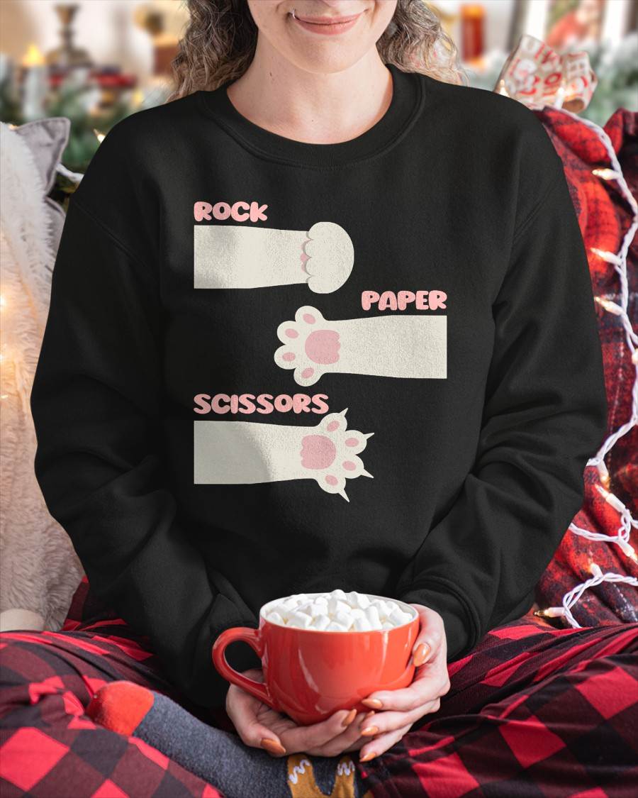 Rock Paper Scissors Hand Game Feline Animal Cute Cat T-Shirt