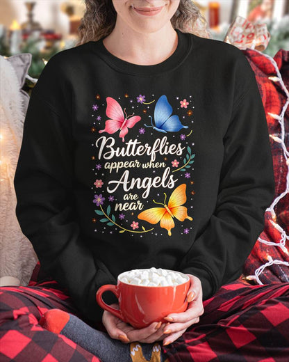 Nature Flowers Butterflies Appear When Angels are Near Quote T-Shirt