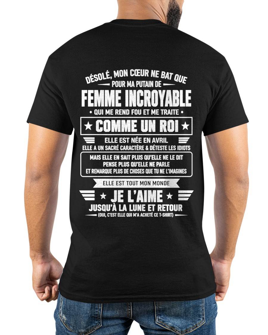 AVRIL T-SHIRT, JE L’AIME JUSQU’À LA LUNE ET RETOUR - T-SHIRT DE FEMME POUR SON MARI - SNOW04 (SKU2609-34-04)