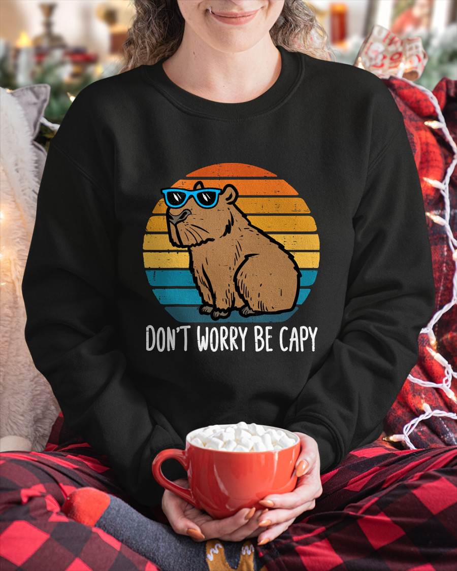 Dont Worry Be Capy Capybara Retro Men Boys Kids Youth Women T-Shirt