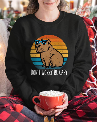Dont Worry Be Capy Capybara Retro Men Boys Kids Youth Women T-Shirt