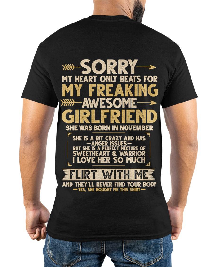 NOVEMBER, SORRY MY HEART ONLY BEATS FOR MY GIRLFRIEND – GIFT T SHIRT FROM WIFE FOR HUSBAND – SNOW MALE11 (SKU2602-23-11)