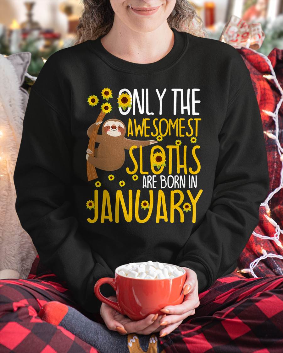 Sloth January Birthday Funny Cute Gag Gift T-Shirt