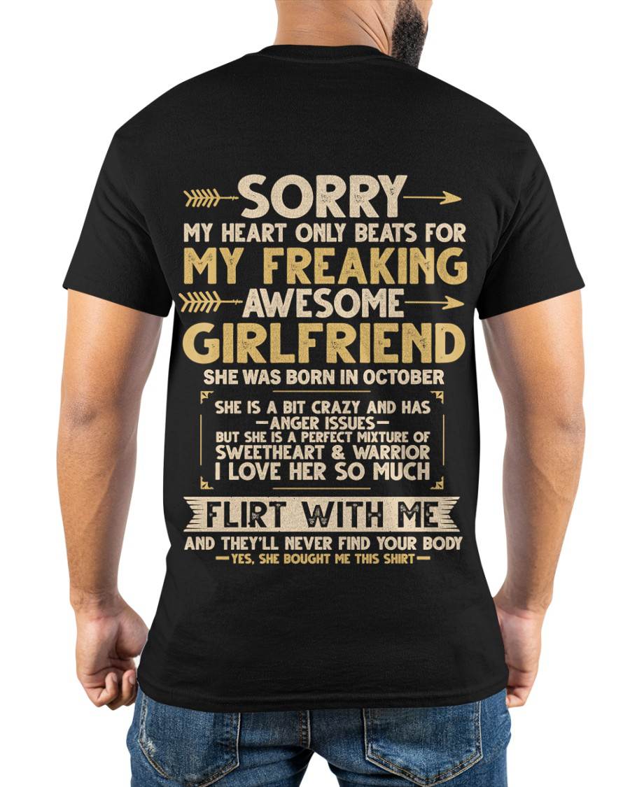 OCTOBER, SORRY MY HEART ONLY BEATS FOR MY GIRLFRIEND – GIFT T SHIRT FROM WIFE FOR HUSBAND – SNOW MALE10 (SKU2602-23-10)