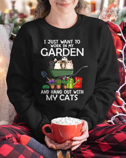 I Just Want to Work in My Garden and Hang Out with My Cats T-Shirt