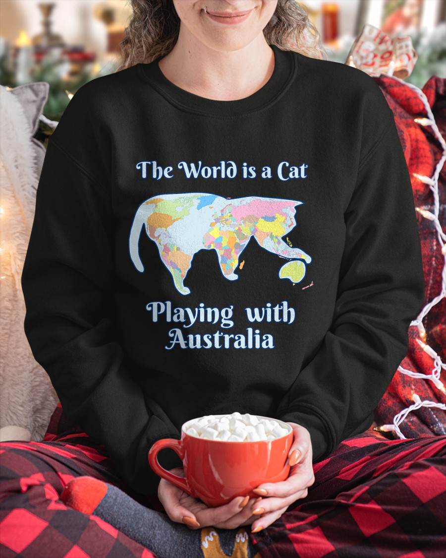 Funny World is a Cat Playing Map T-Shirt