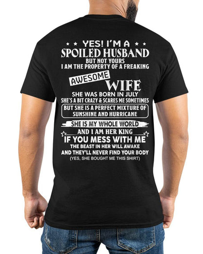 JULY, I AM THE PROPERTY OF A FREAKING AWESOME WIFE Gift T Shirt from Wife for Husband – SNOW MALE07 (SKU12-232-07)